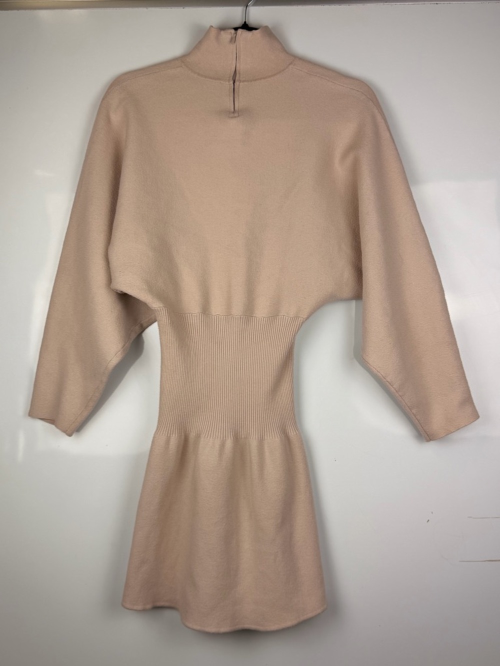 Zara Beige Zip-Neck Fit & Flare Mini Dress